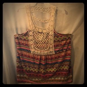 Sassy tank top with crochet top